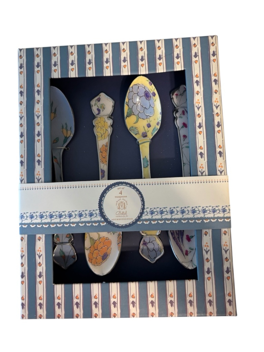 Anthropologie Turkauz Collaboration Floral Teaspoons Set of 4